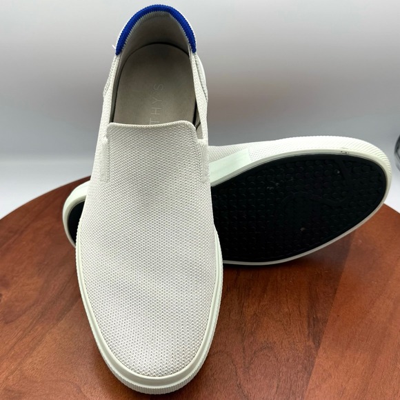 Rothy's Shoes - Rothy's The City Slip On Sneaker Womens 9.5 White Blue Trim Knit Classic Comfort